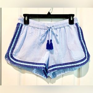 Vineyard Vines Sea Spray Blue Stripe Pull On Shorts Womens Sz Small Embroidered